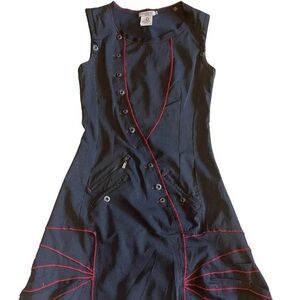 Stylish Black Dress with Red Accents